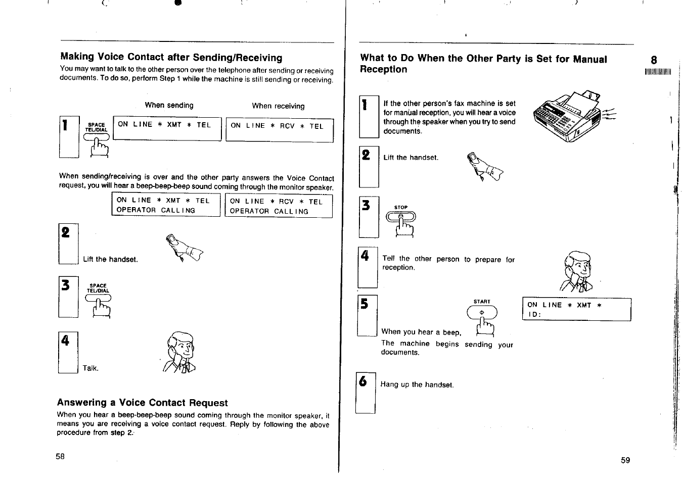 Making voice contact after sending/receiving, Answering a voice contact request | Panasonic Panafax UF-160 User Manual | Page 31 / 69