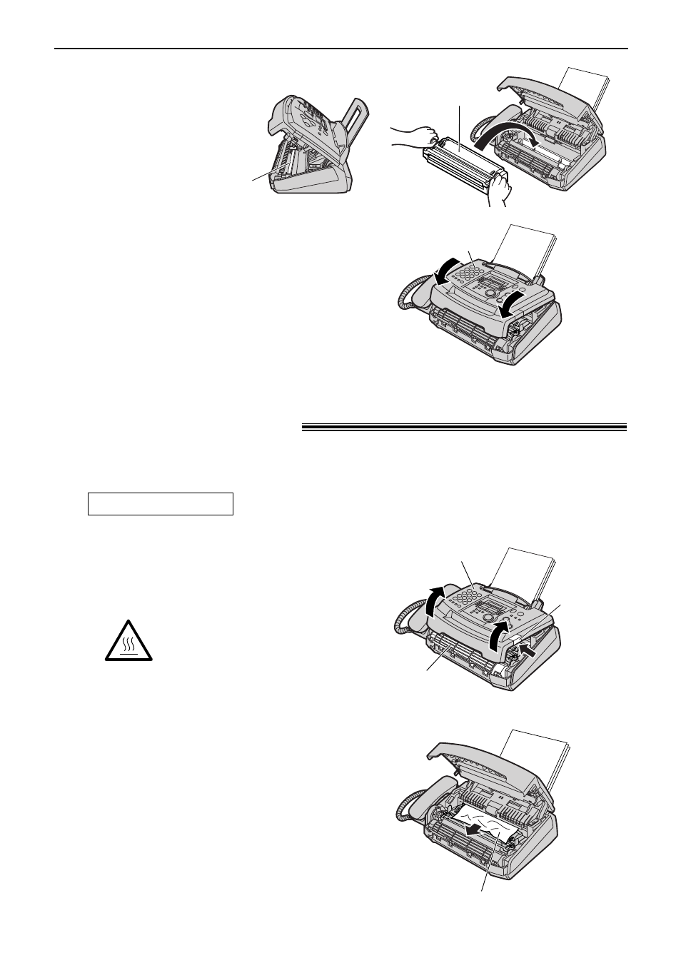 Replacement / jams, Recording paper jam, When the recording paper has jammed in the unit | Panasonic KX-FL501E User Manual | Page 72 / 86