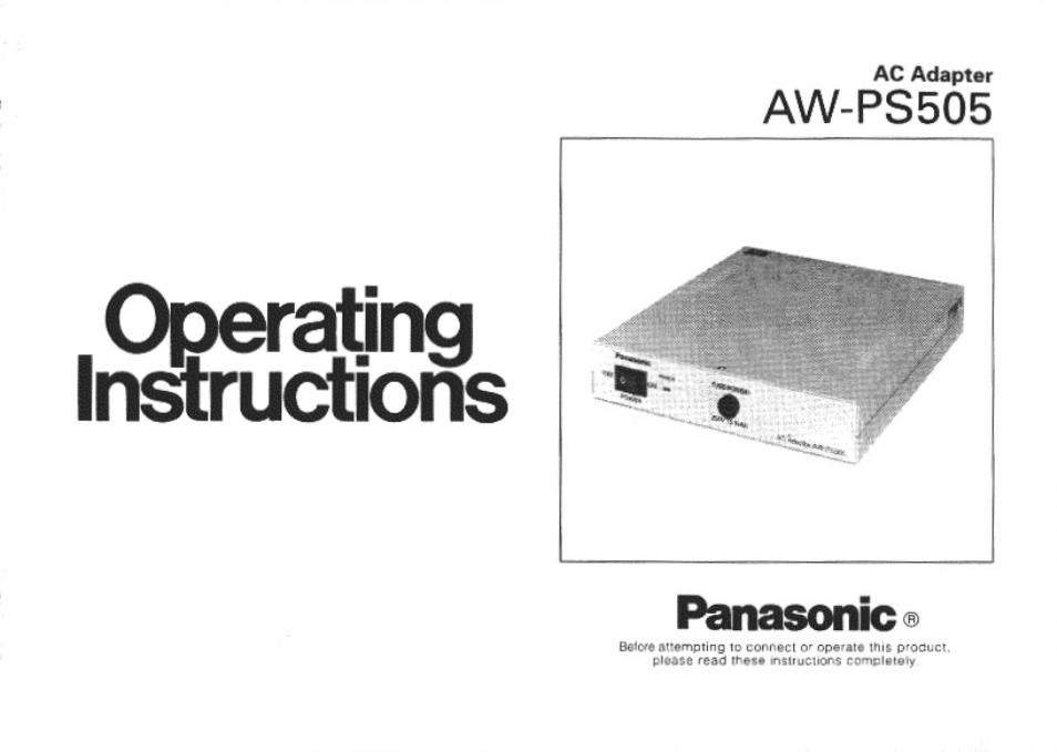 Panasonic AW-PS505 User Manual | 8 pages