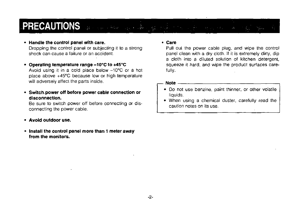 Precautions | Panasonic AW-PS505 User Manual | Page 4 / 8