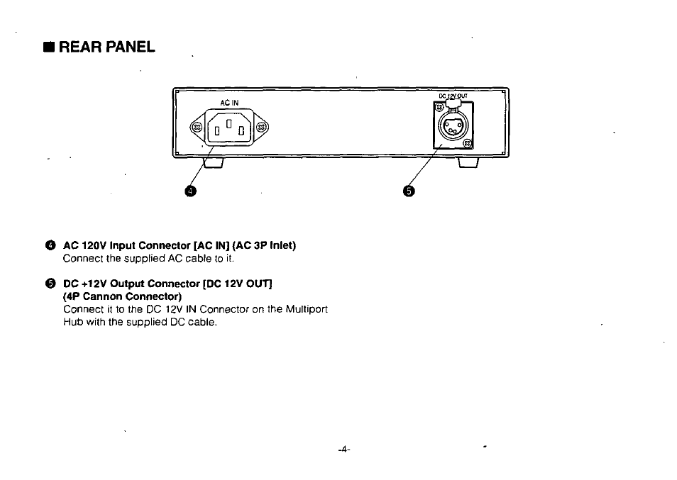 Rear panel | Panasonic AW-PS505 User Manual | Page 6 / 8