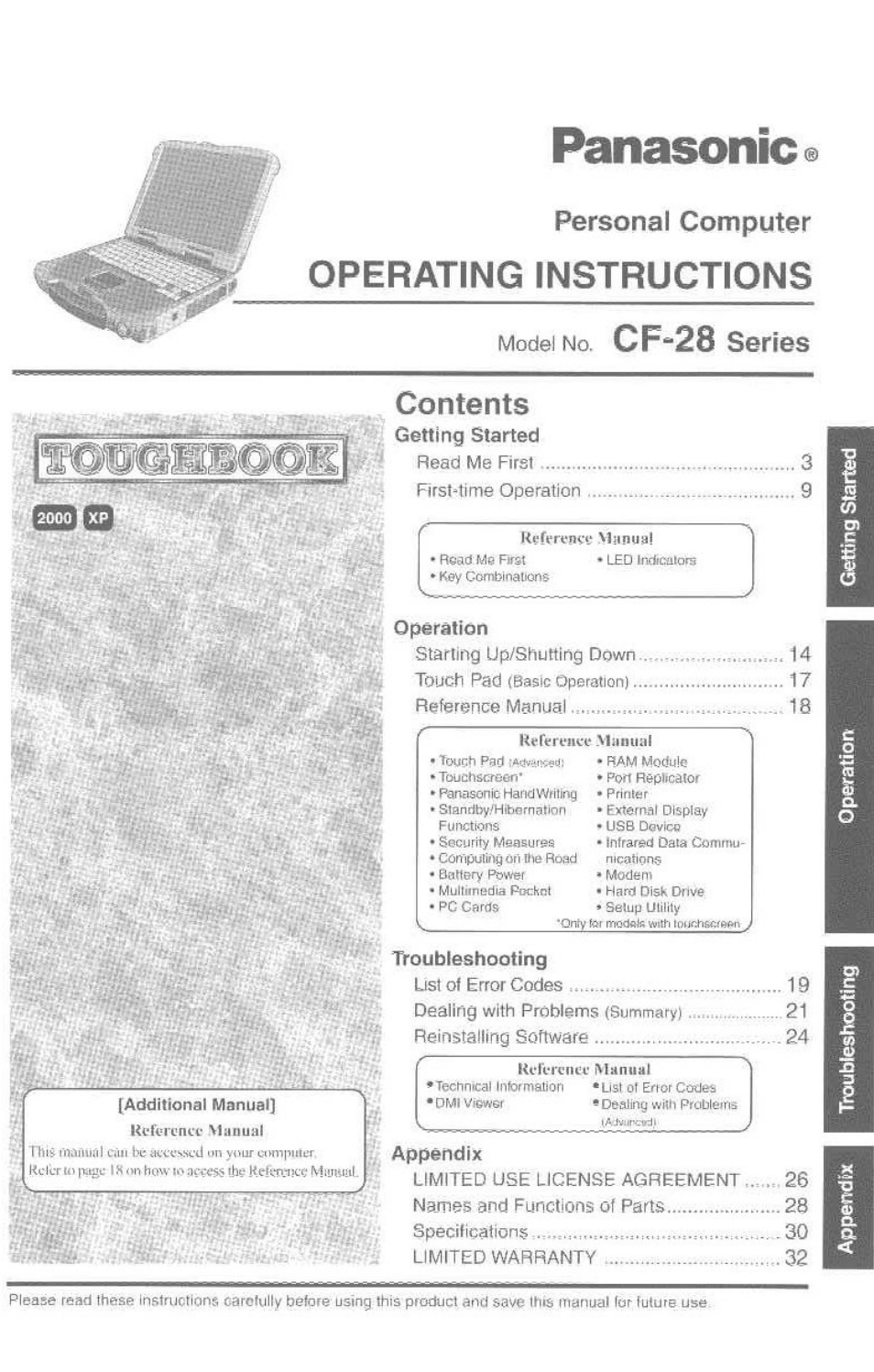 Panasonic CF-28 User Manual | 36 pages