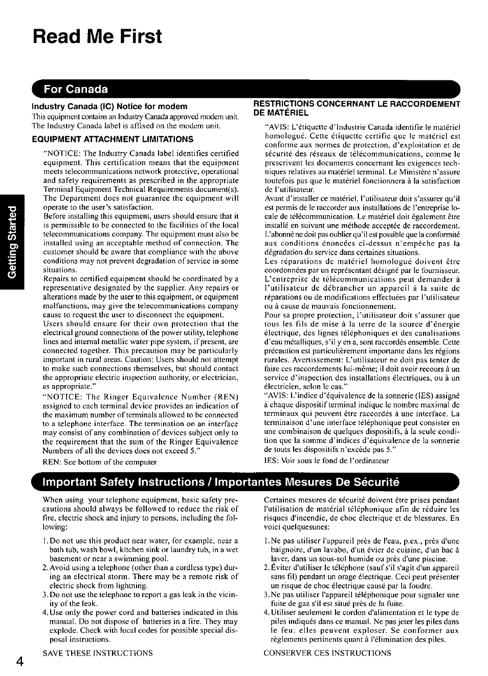 For canada, Read me first | Panasonic CF-28 User Manual | Page 4 / 36