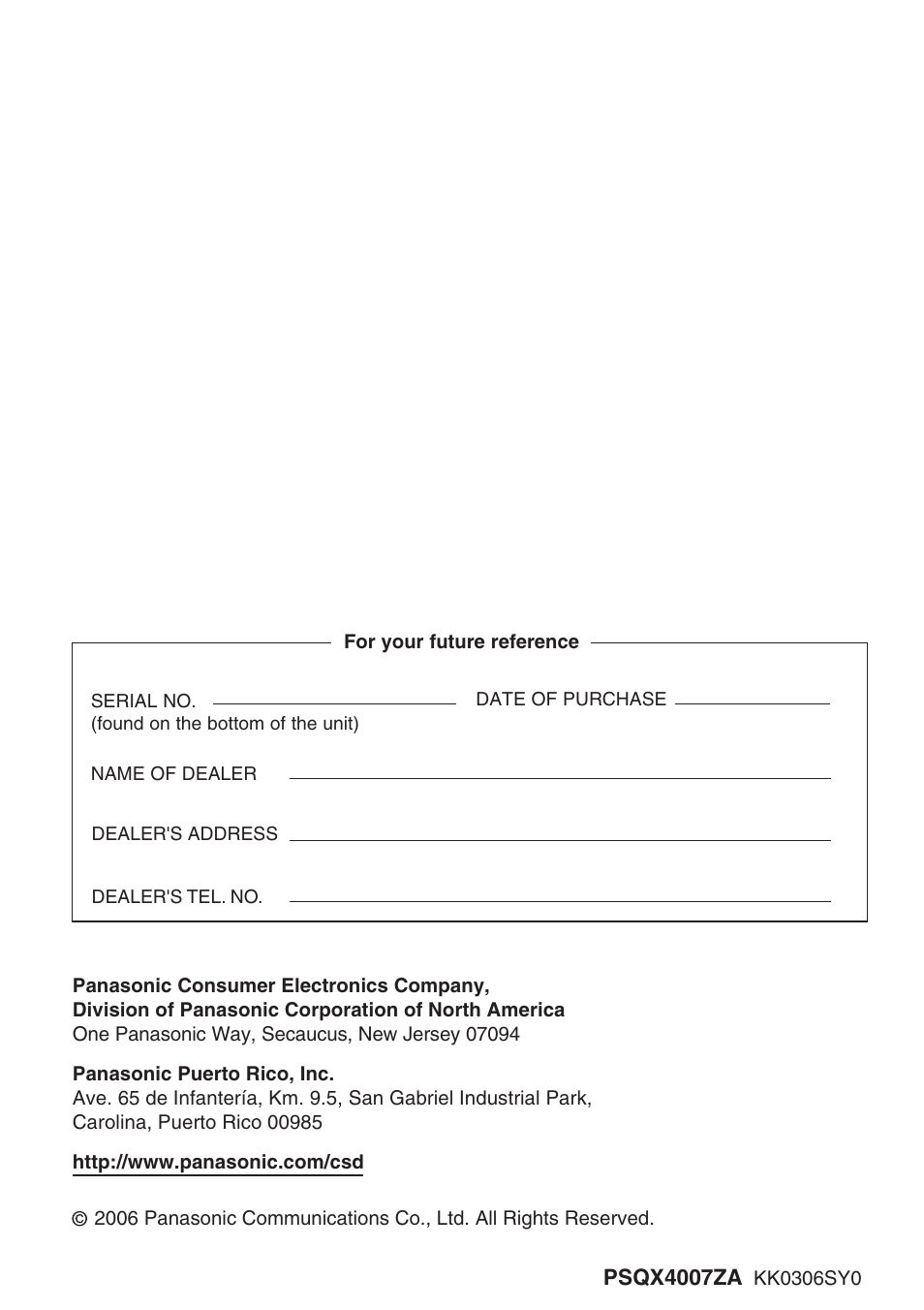 Panasonic KX-T7667 User Manual | Page 10 / 10