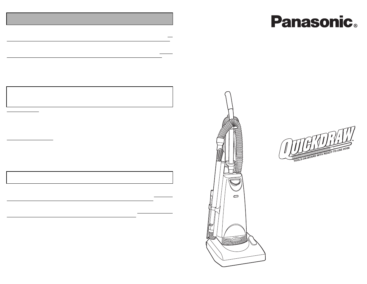 What to do when service is needed, Cuando necesita servicio, Mc-ug509 | Panasonic MC-UG509 User Manual | Page 48 / 48