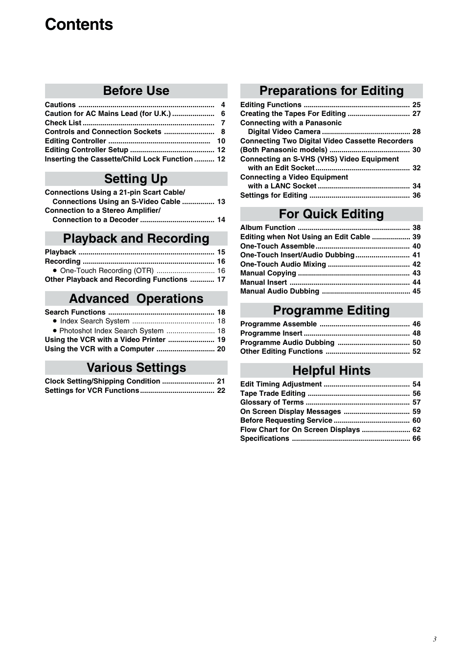 Panasonic NV-DV2000EC User Manual | Page 3 / 68