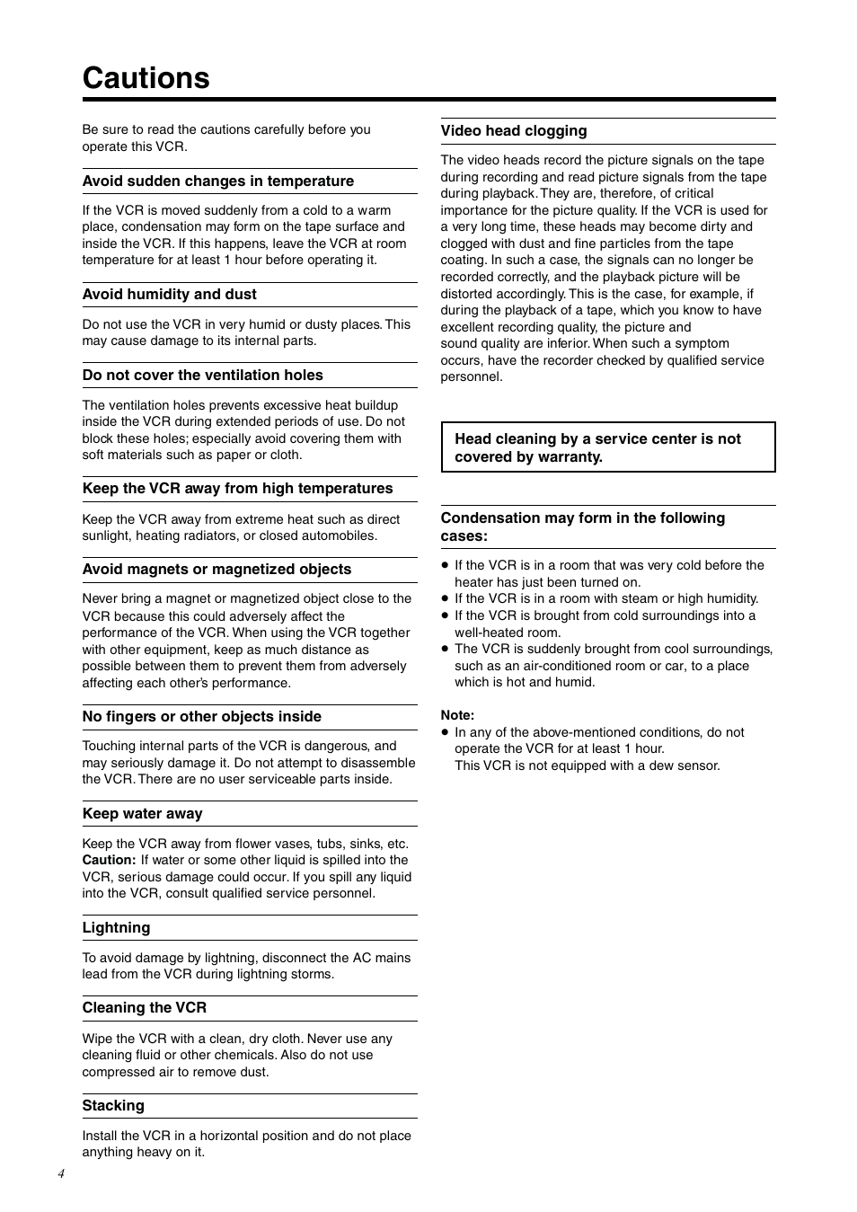 Before use, Cautions | Panasonic NV-DV2000EC User Manual | Page 4 / 68