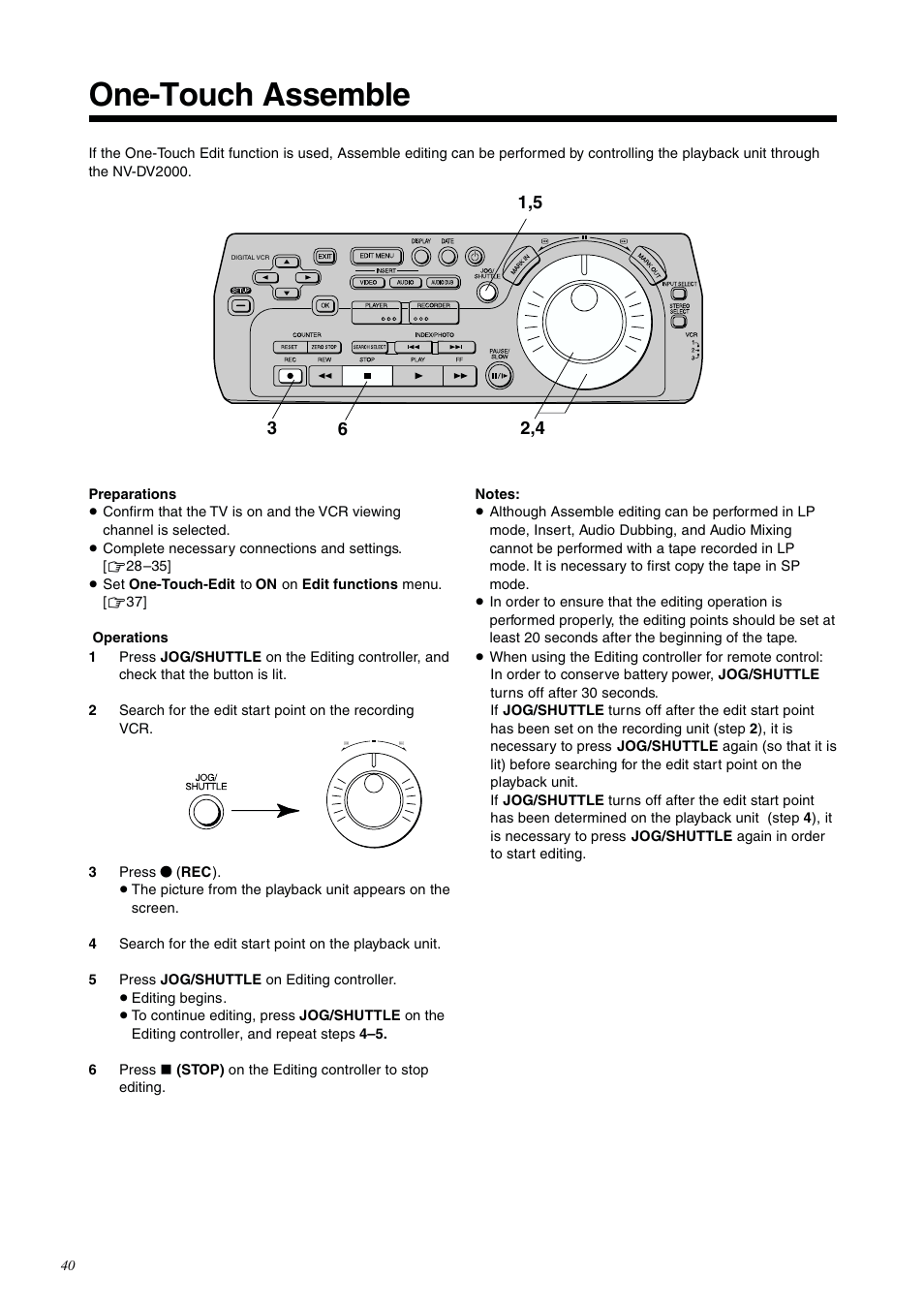 One-touch assemble | Panasonic NV-DV2000EC User Manual | Page 40 / 68