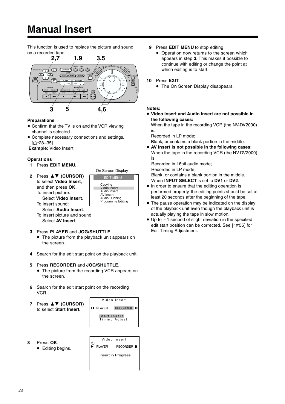 Manual insert | Panasonic NV-DV2000EC User Manual | Page 44 / 68