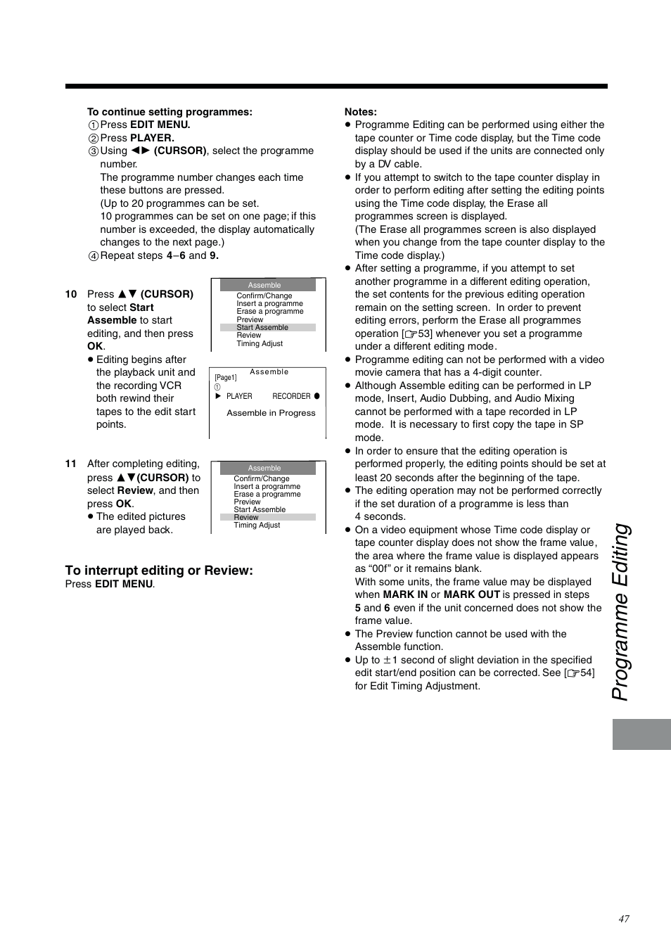 Programme editing | Panasonic NV-DV2000EC User Manual | Page 47 / 68