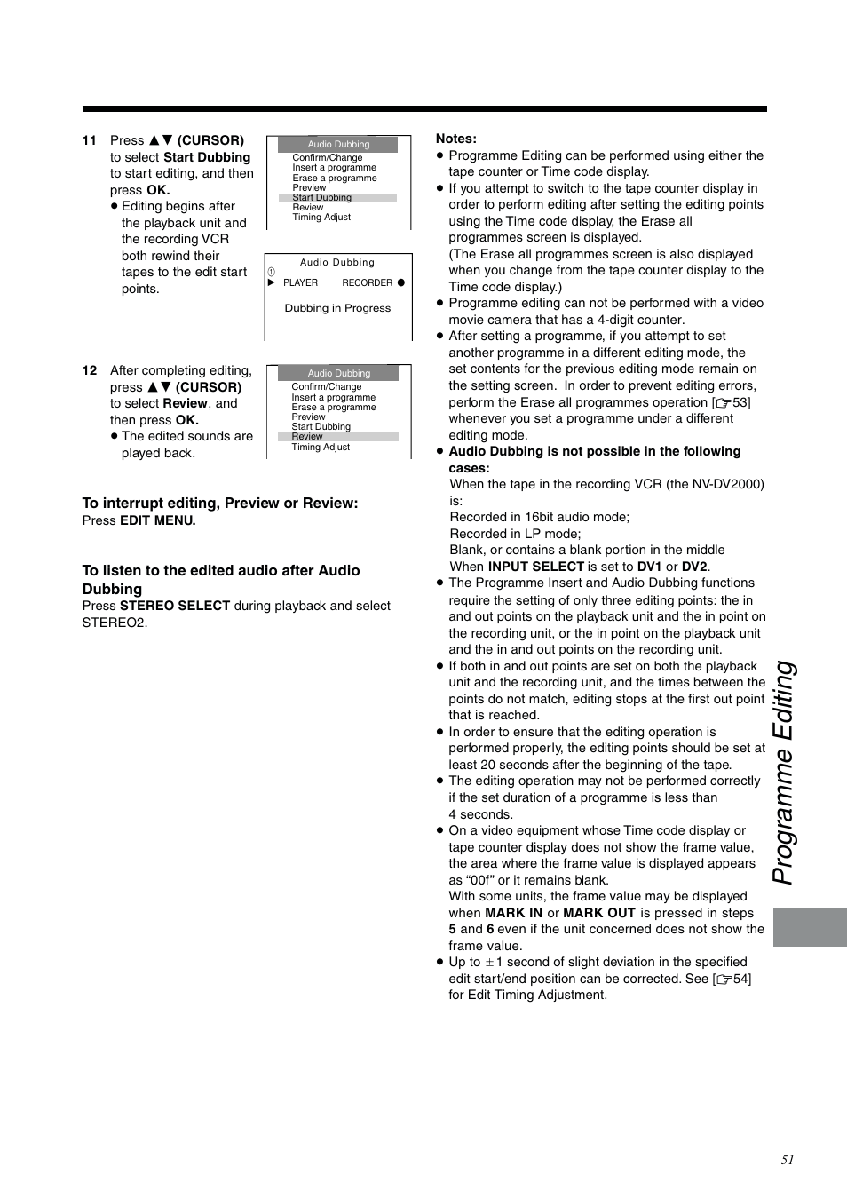 Programme editing | Panasonic NV-DV2000EC User Manual | Page 51 / 68