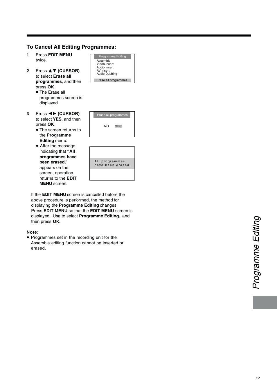Programme editing | Panasonic NV-DV2000EC User Manual | Page 53 / 68