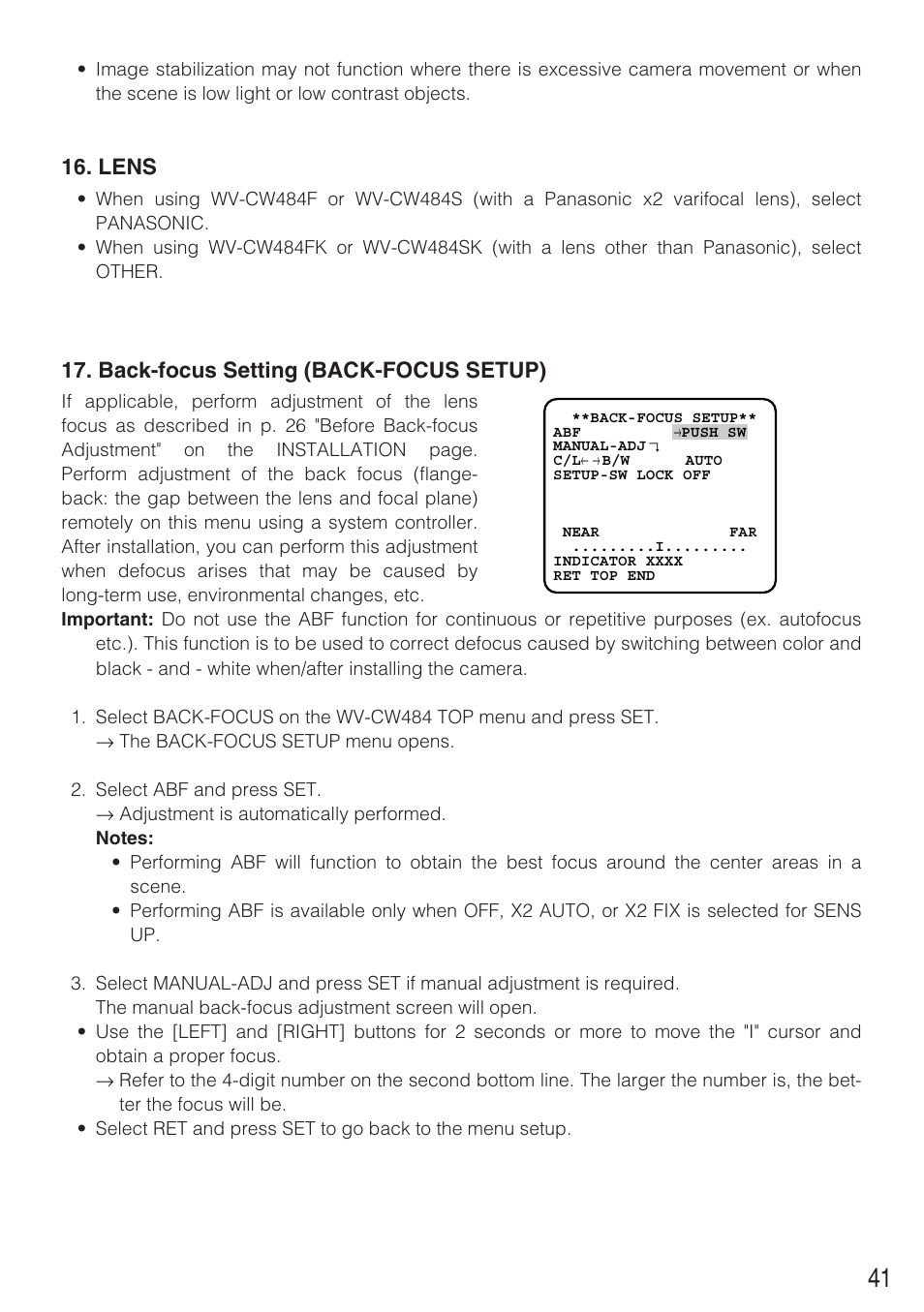 Panasonic WV-CW484F User Manual | Page 41 / 50