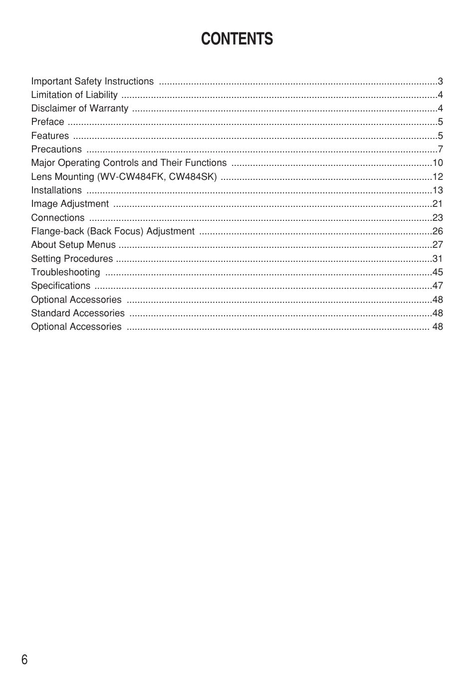 Panasonic WV-CW484F User Manual | Page 6 / 50