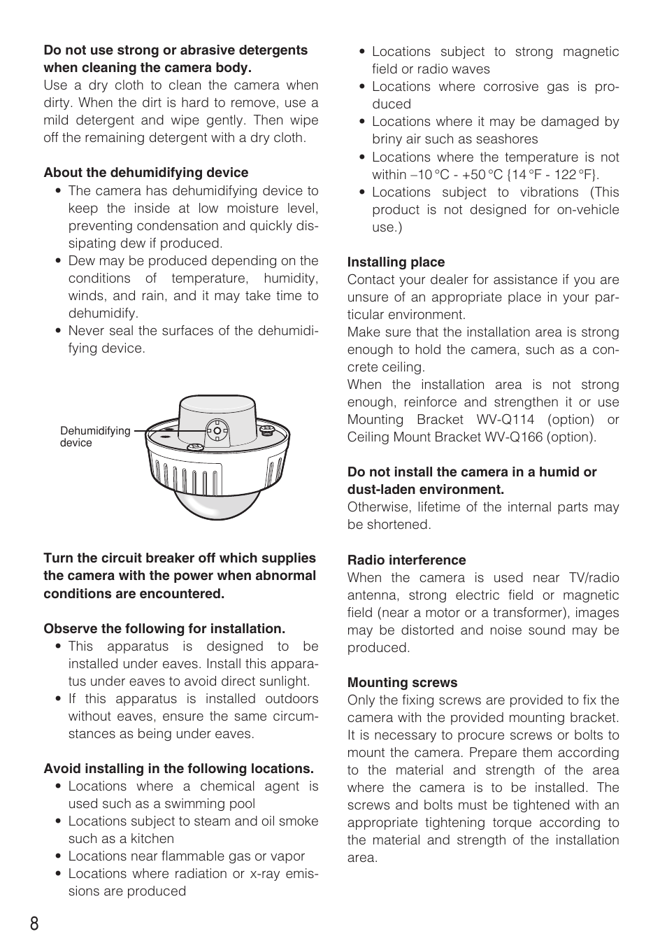 Panasonic WV-CW484F User Manual | Page 8 / 50