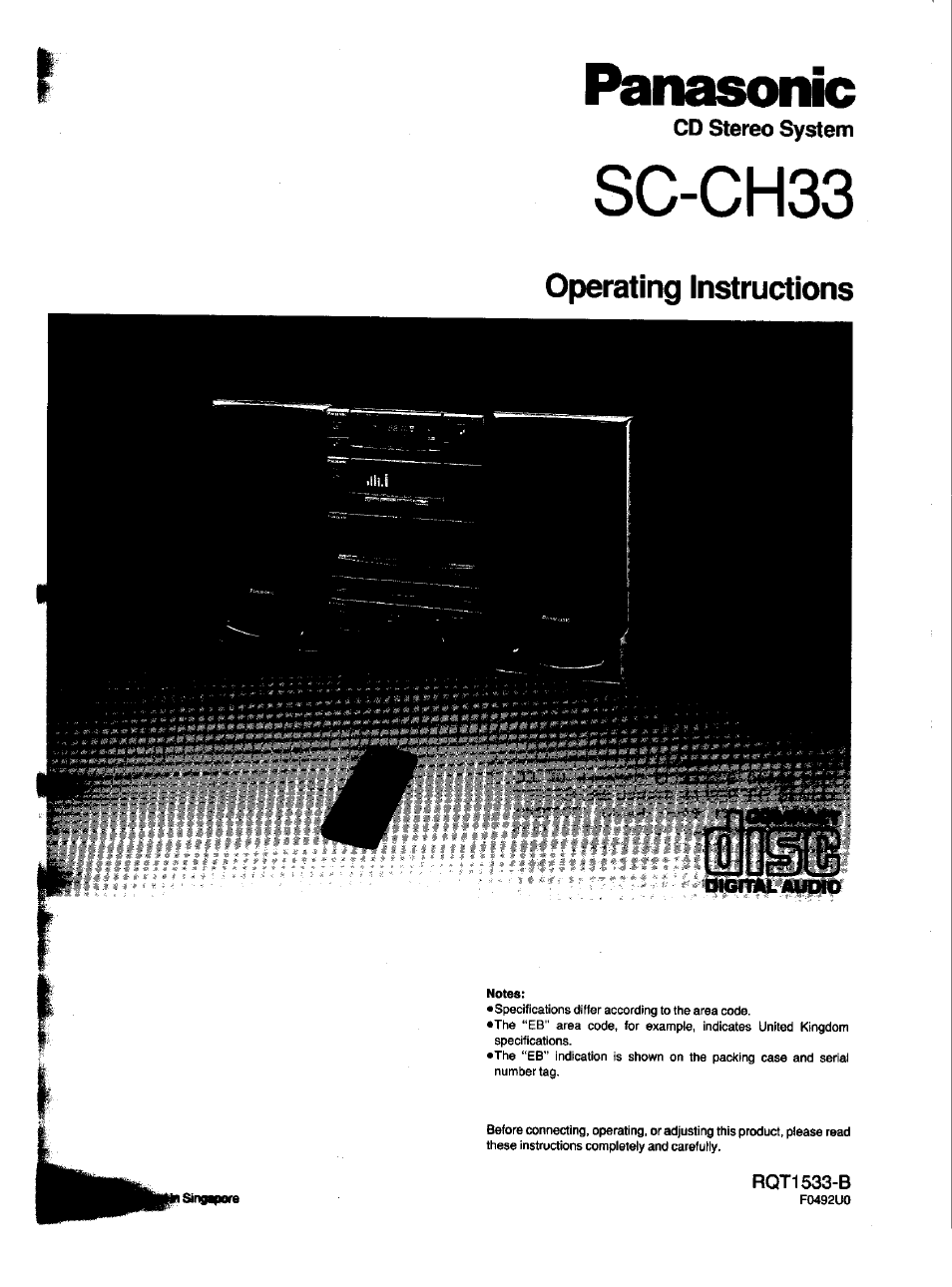 Panasonic SC-CH33 User Manual | 60 pages
