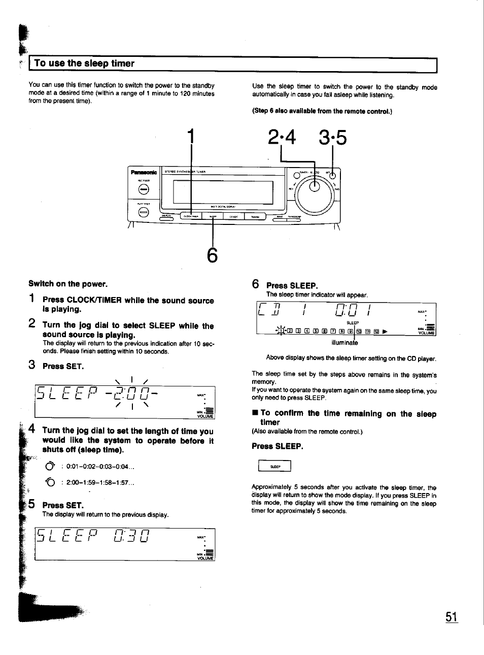 To use the sleep timer | Panasonic SC-CH33 User Manual | Page 51 / 60