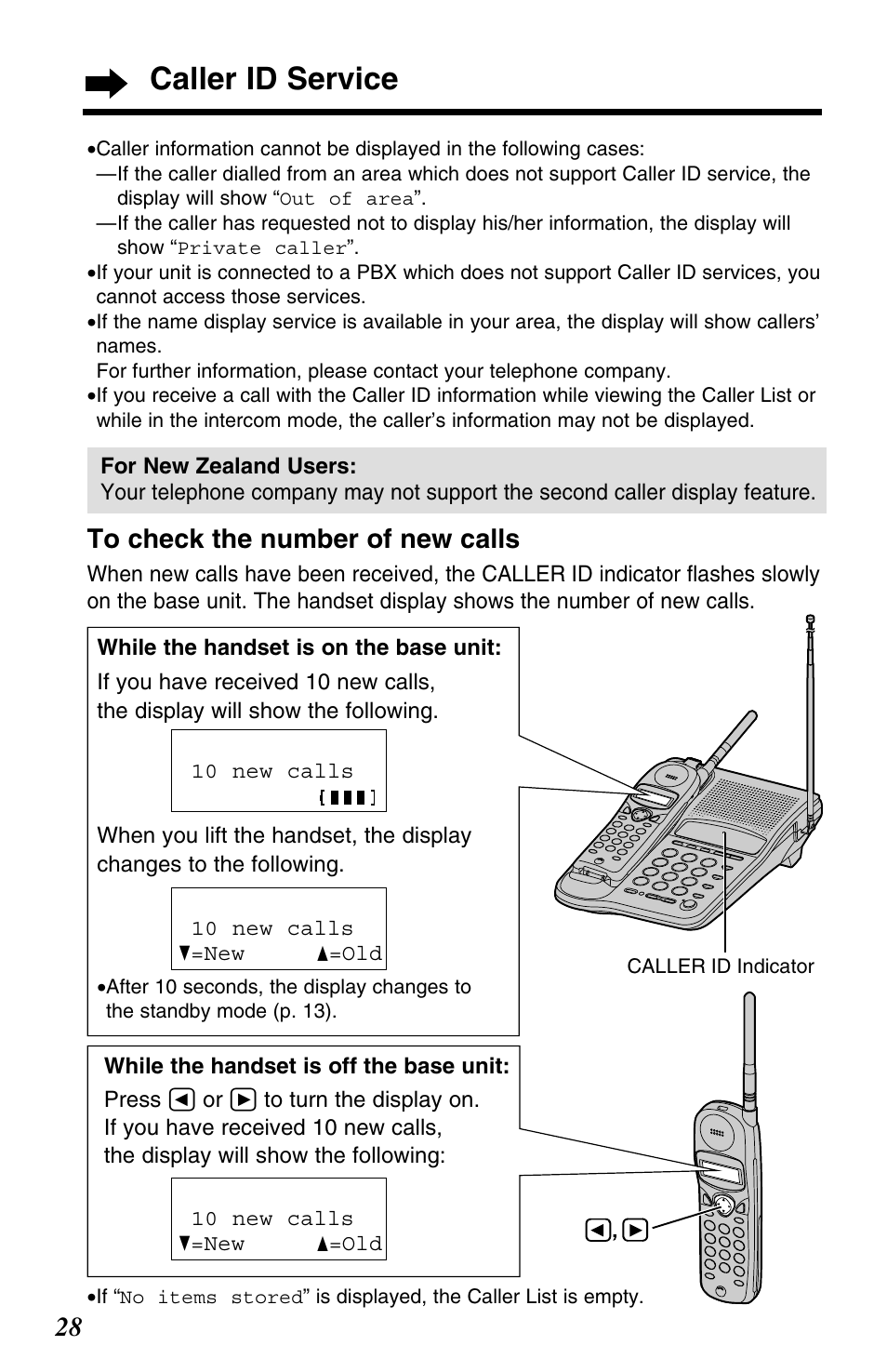 Caller id service | Panasonic KX-TC1220ALW User Manual | Page 28 / 60