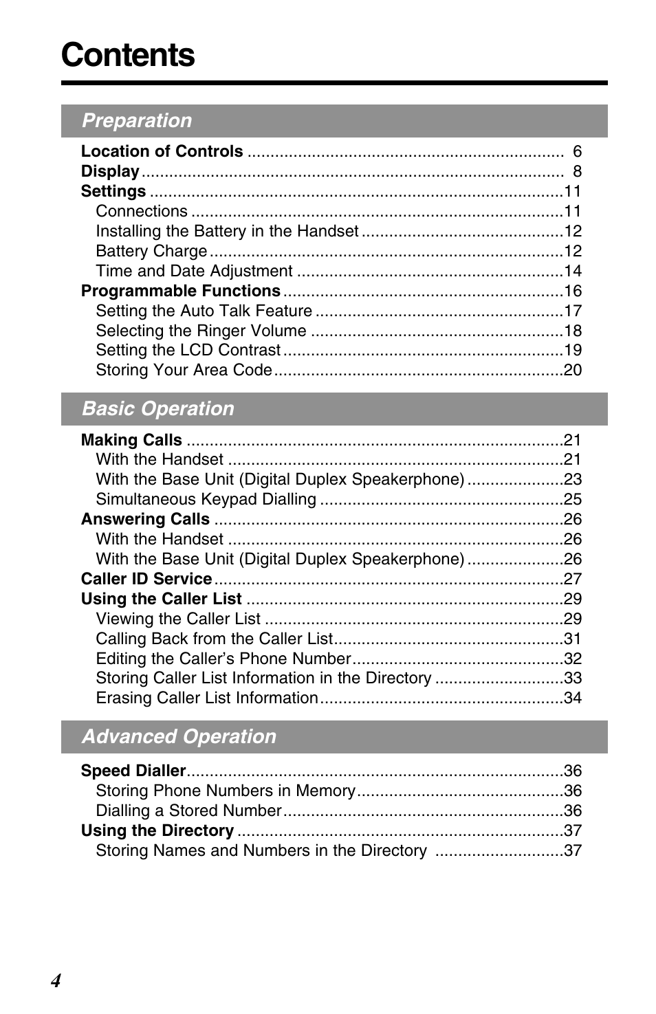 Panasonic KX-TC1220ALW User Manual | Page 4 / 60