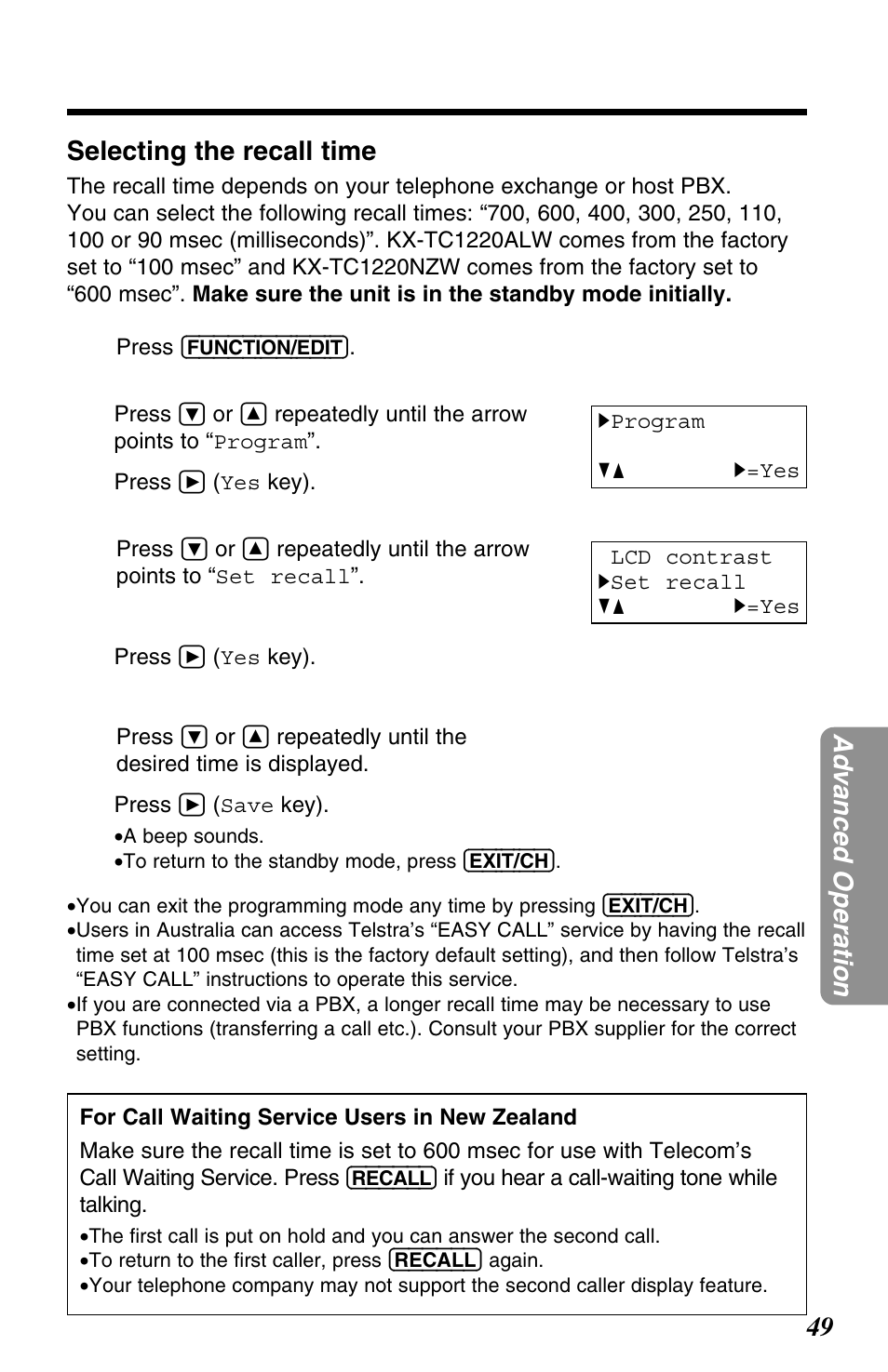 Panasonic KX-TC1220ALW User Manual | Page 49 / 60