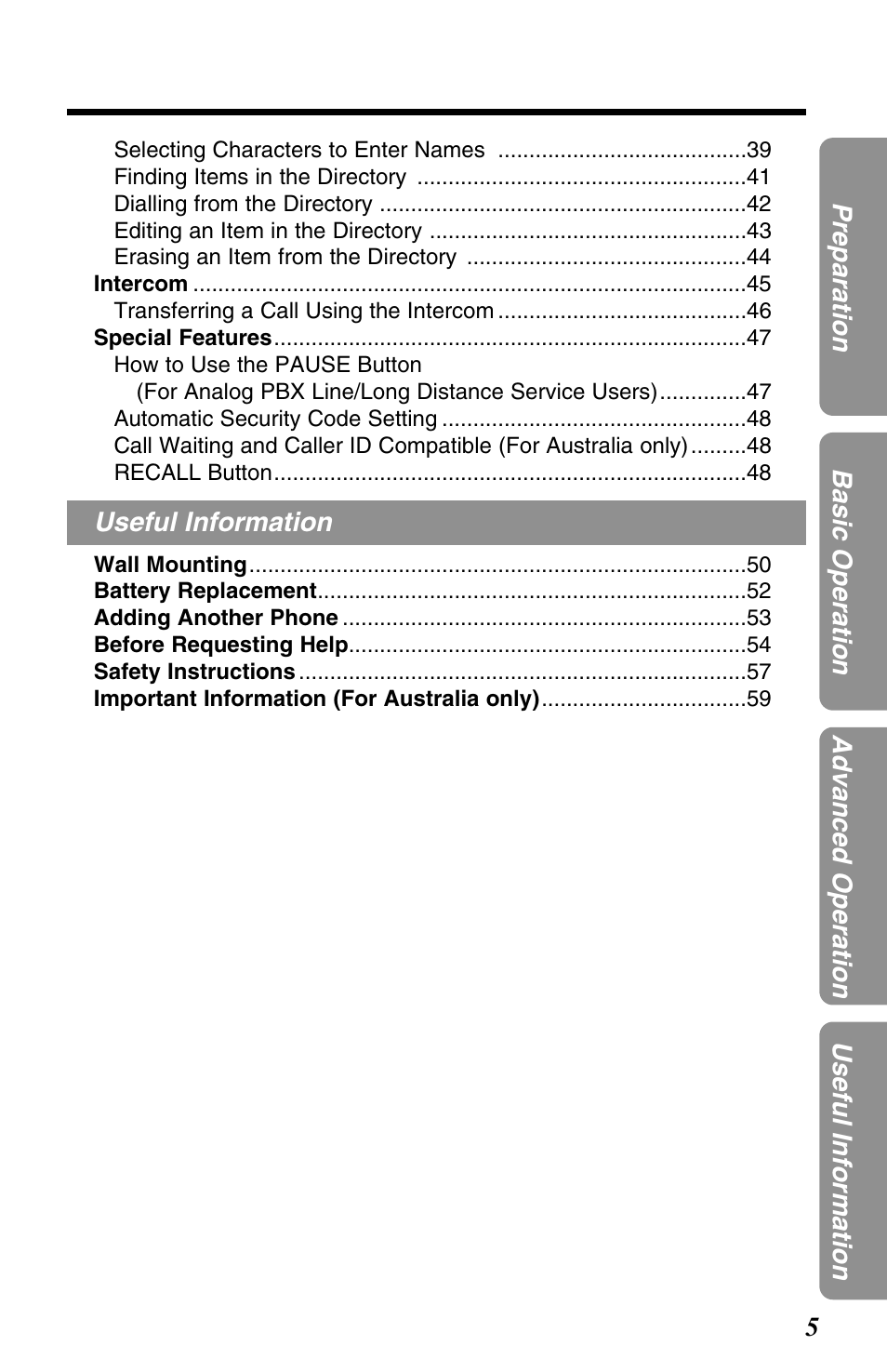 Panasonic KX-TC1220ALW User Manual | Page 5 / 60