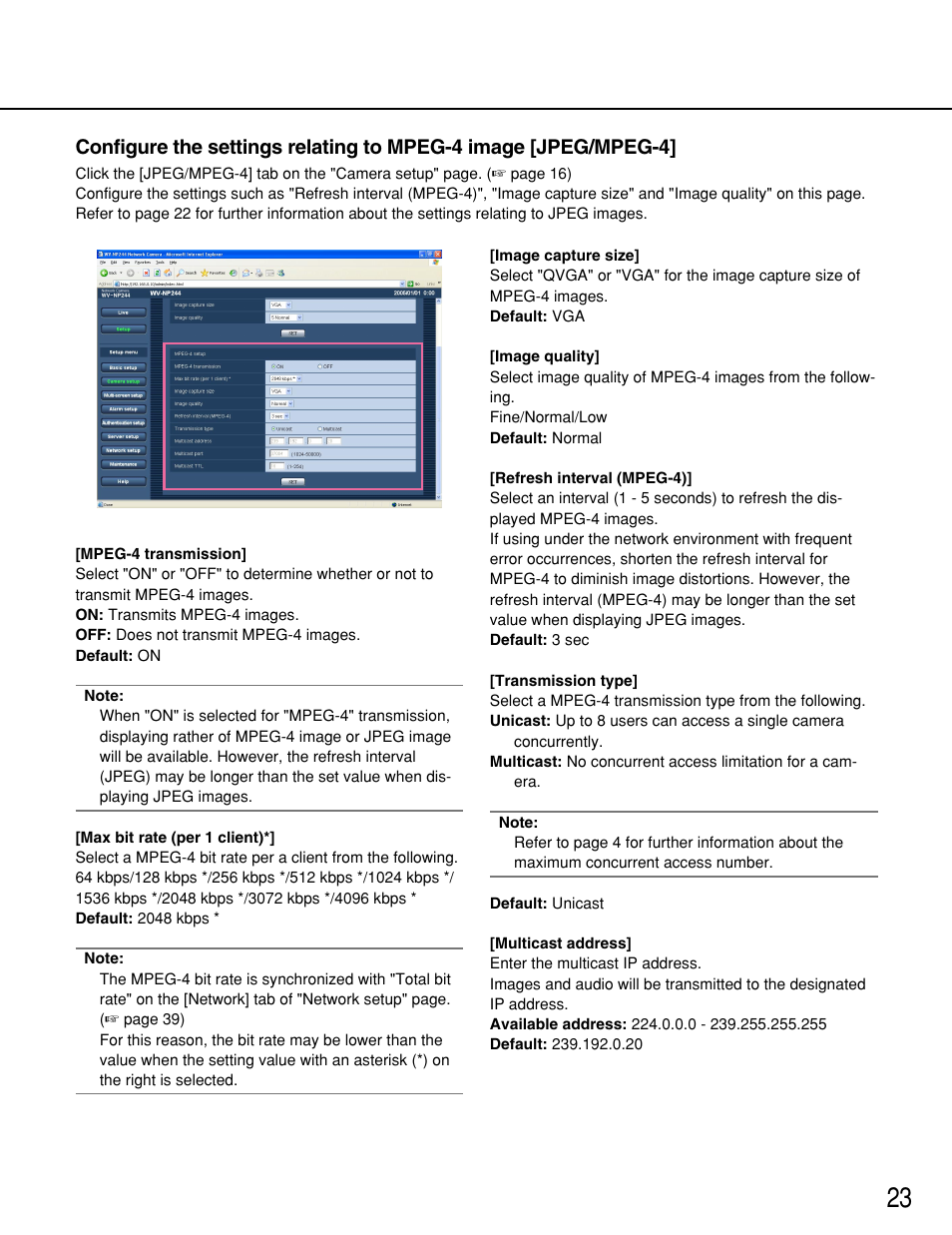 Panasonic WV-NP244 User Manual | Page 23 / 54