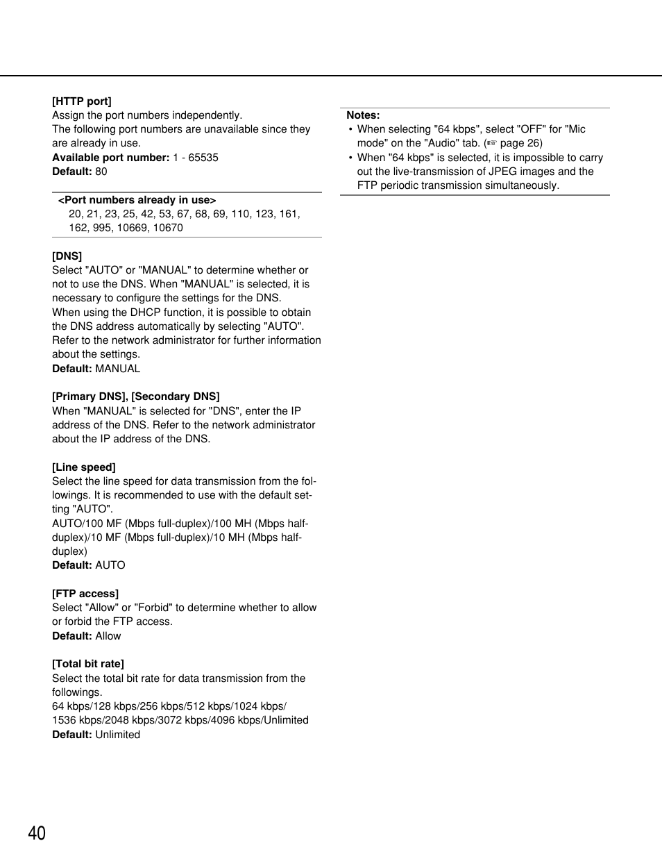 Panasonic WV-NP244 User Manual | Page 40 / 54
