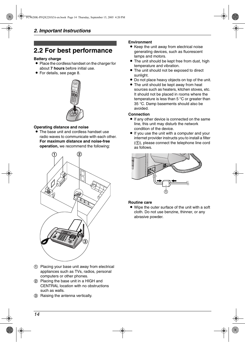 2 for best performance, For best performance, 2 for best performance | Panasonic KX-FC962HK User Manual | Page 14 / 104