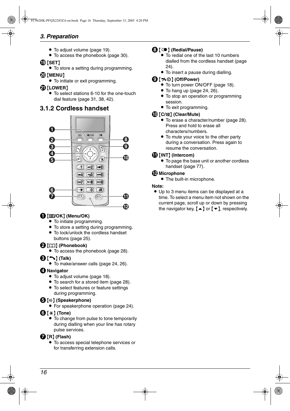 2 cordless handset | Panasonic KX-FC962HK User Manual | Page 16 / 104