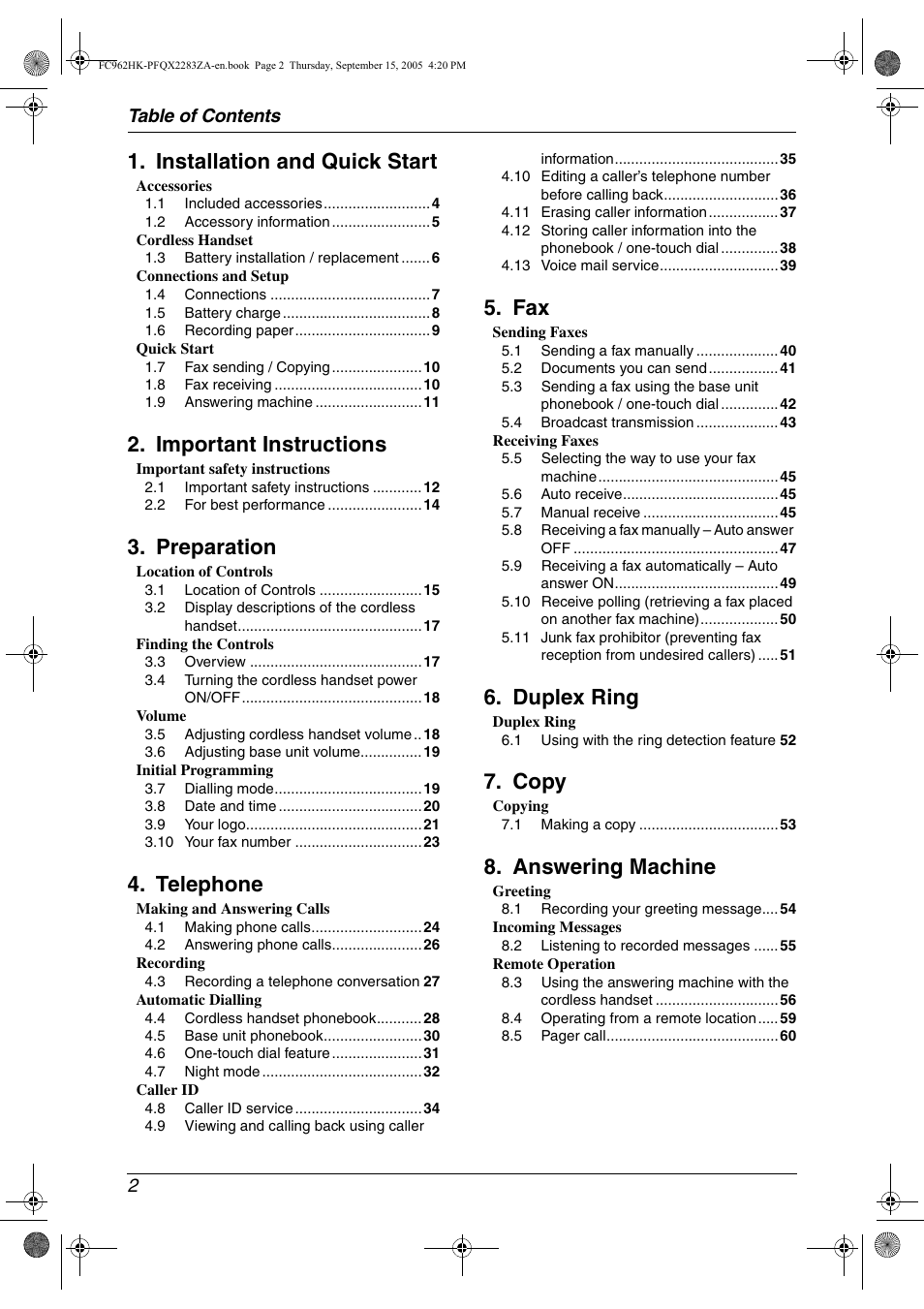 Panasonic KX-FC962HK User Manual | Page 2 / 104