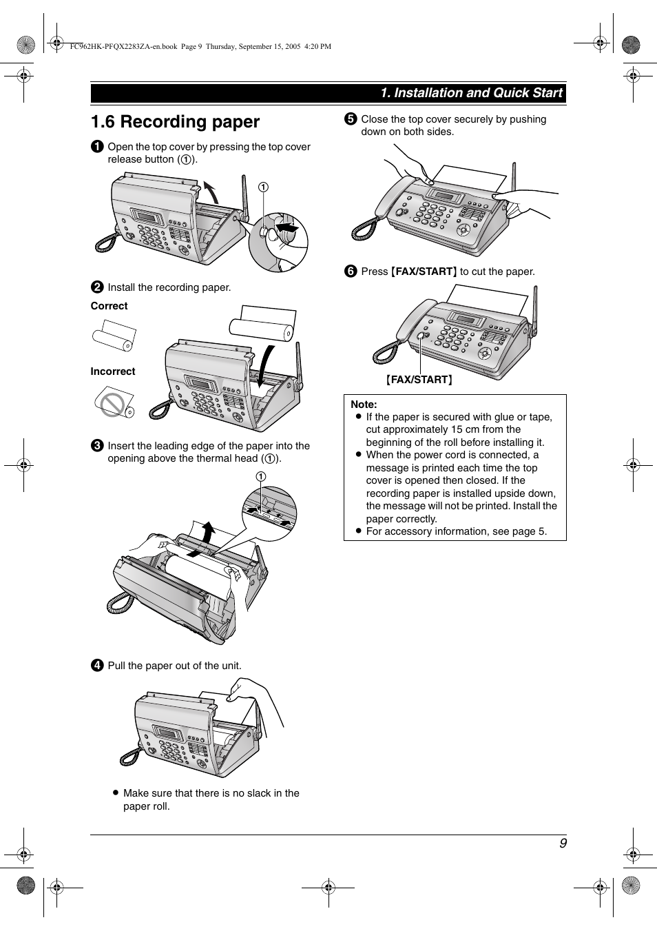 6 recording paper, Recording paper, 6 recording paper | Panasonic KX-FC962HK User Manual | Page 9 / 104