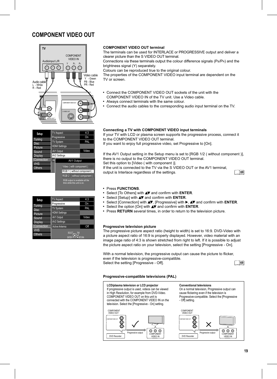 Seite19, Component video out | Panasonic DMR-EX95V User Manual | Page 19 / 84