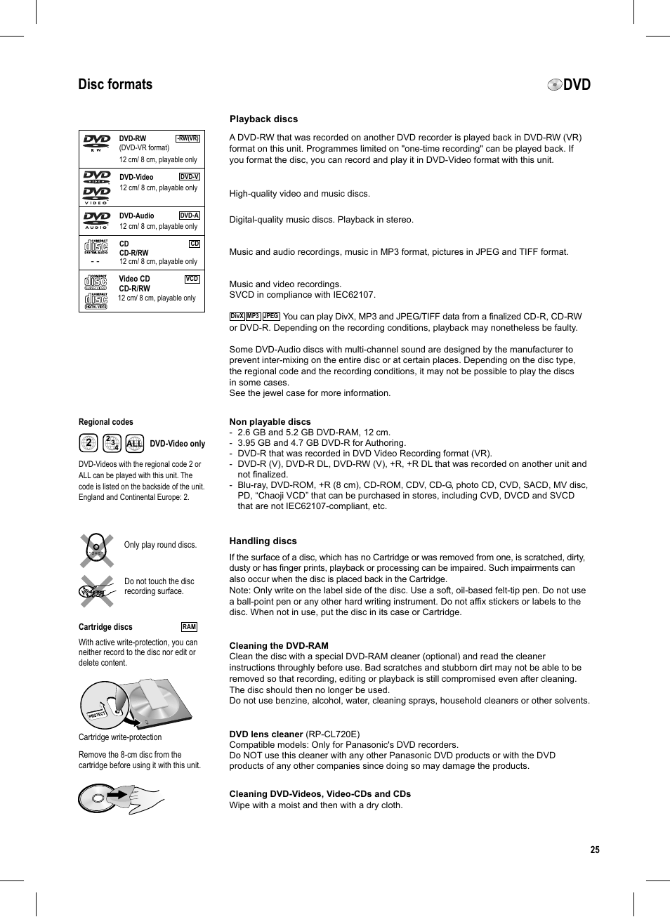 Seite25, Disc formats | Panasonic DMR-EX95V User Manual | Page 25 / 84