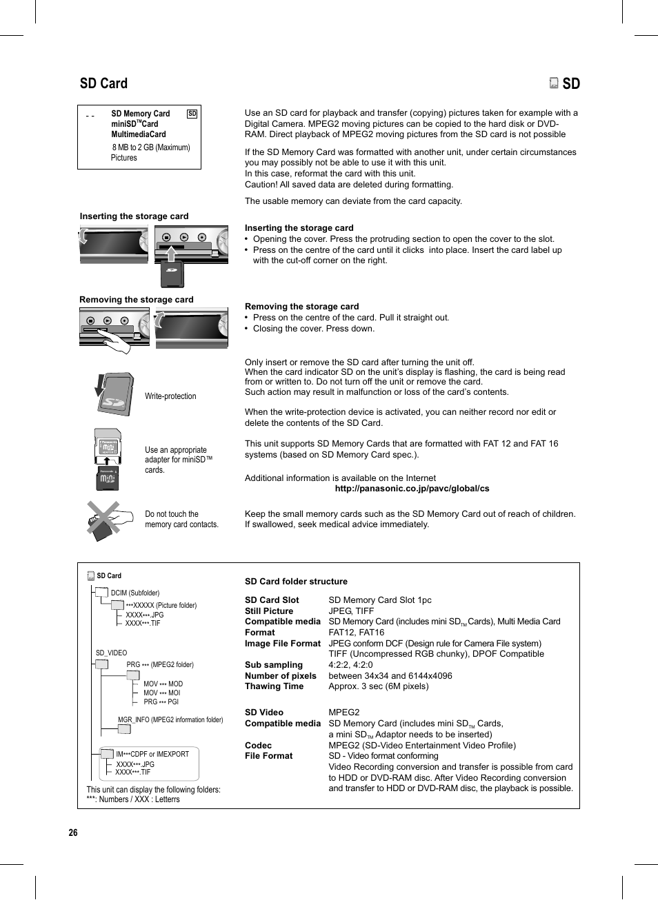 Seite26, Sd card | Panasonic DMR-EX95V User Manual | Page 26 / 84