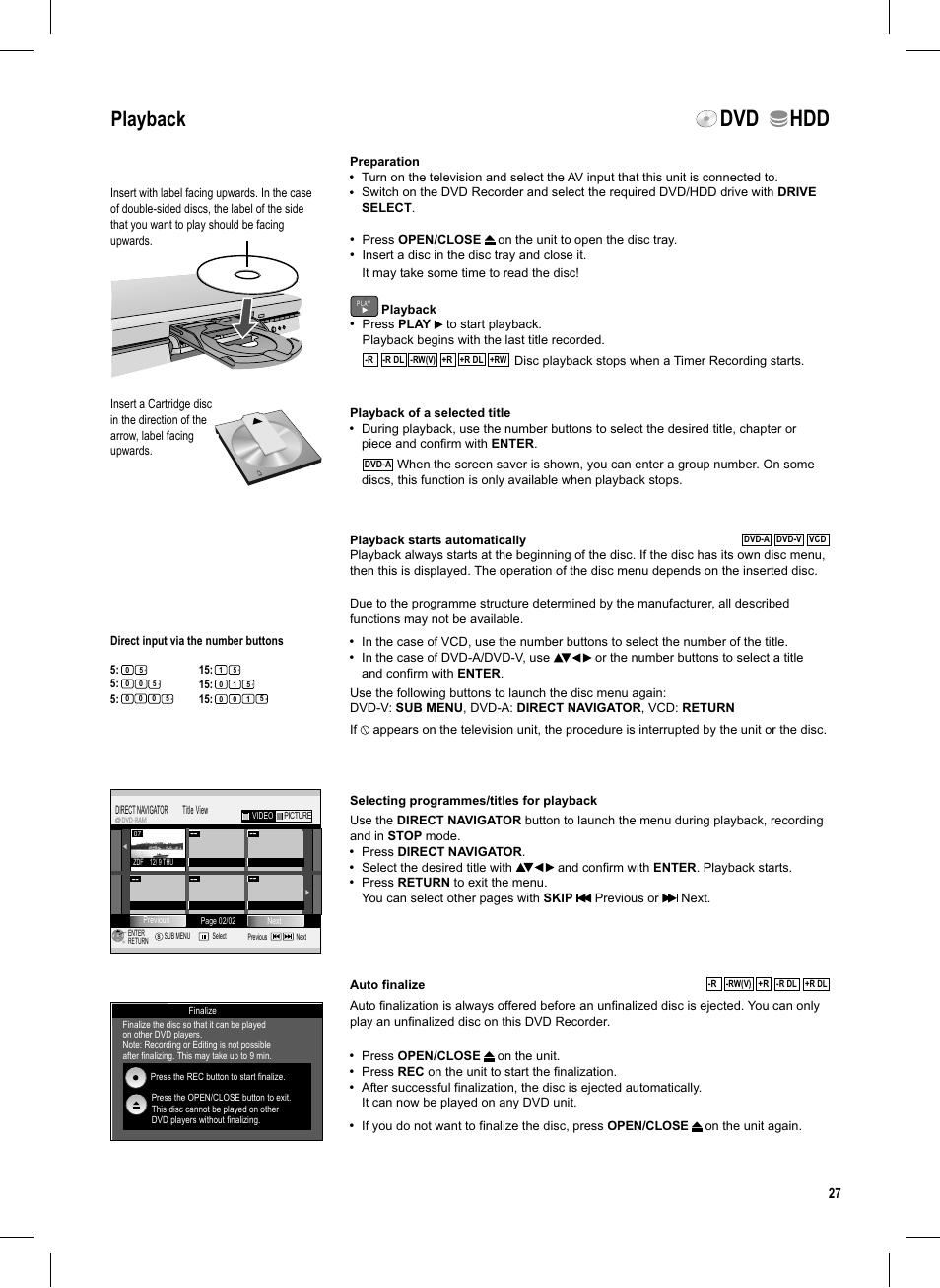 Seite27, Dvd hdd, Playback | Panasonic DMR-EX95V User Manual | Page 27 / 84