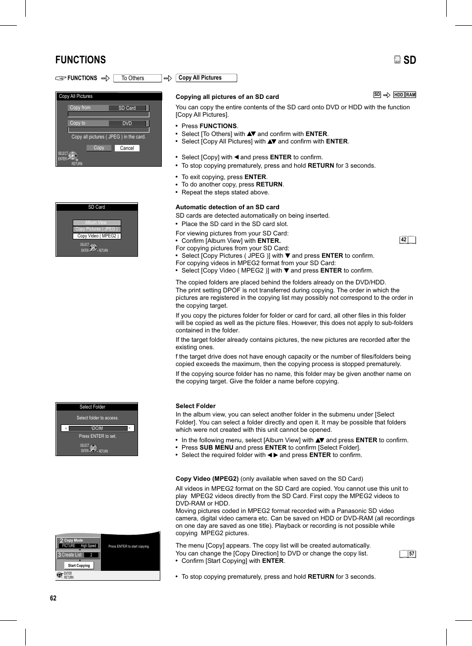 Seite62, Functions, Lo ck | Panasonic DMR-EX95V User Manual | Page 62 / 84