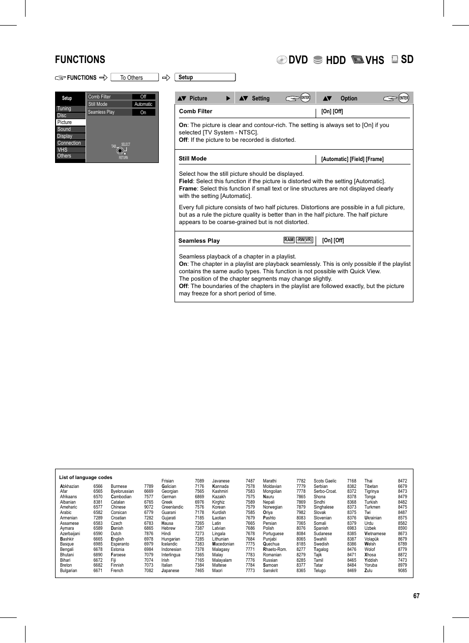 Seite67, Dvd hdd vhs, Functions | Lck o | Panasonic DMR-EX95V User Manual | Page 67 / 84