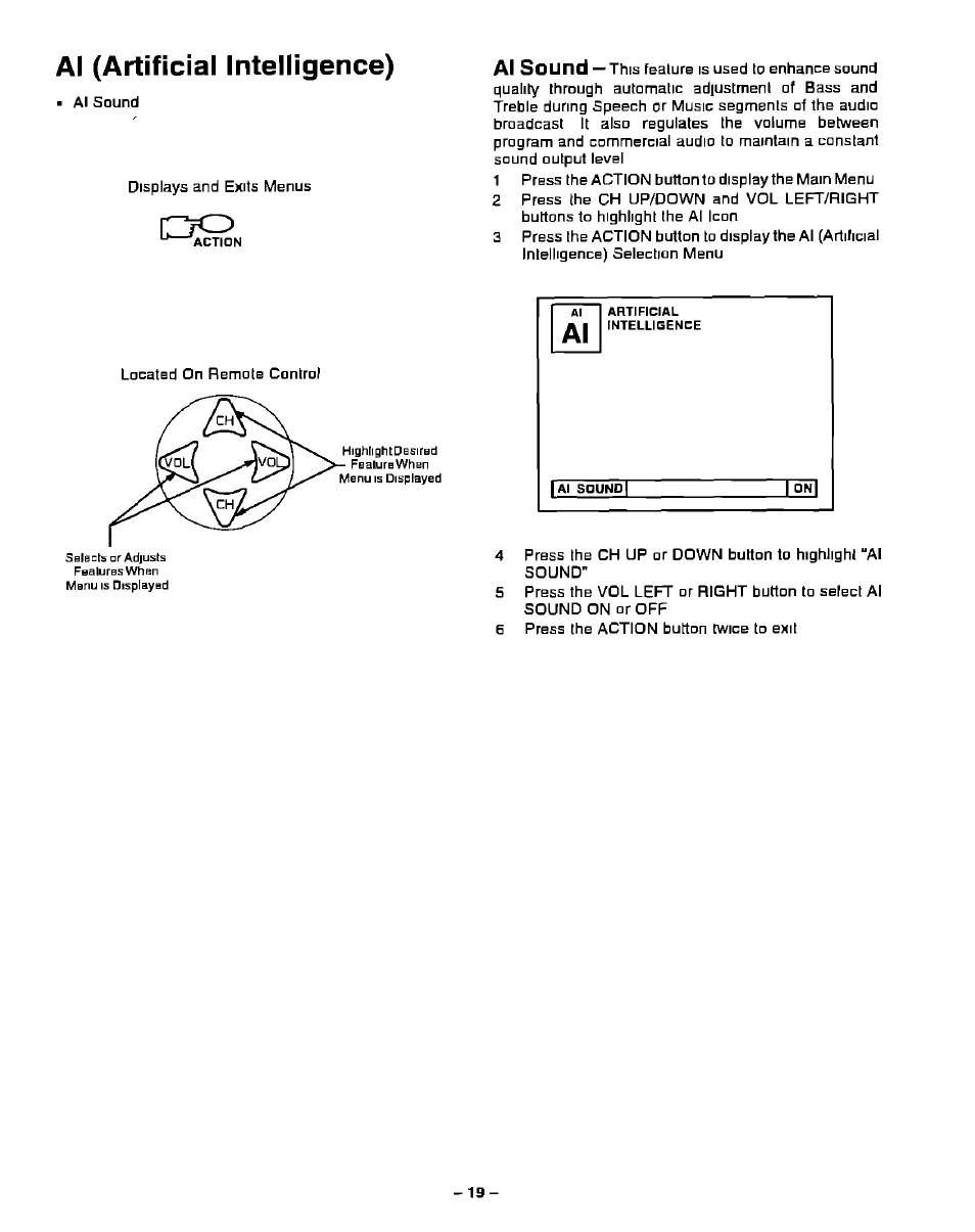 Al (artificial intelligence), Al sound | Panasonic PT-51G40 User Manual | Page 19 / 44