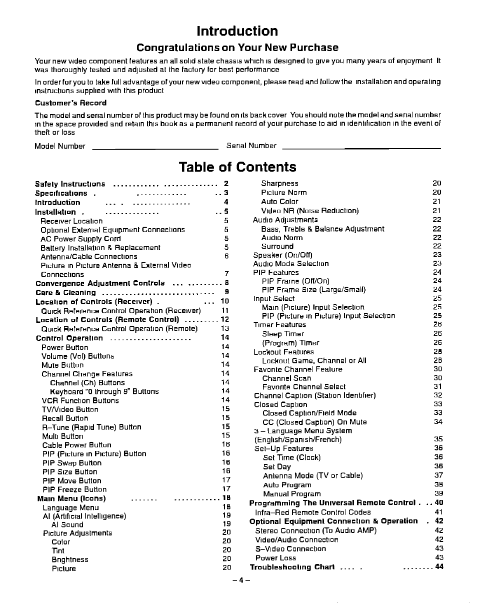 Panasonic PT-51G40 User Manual | Page 4 / 44