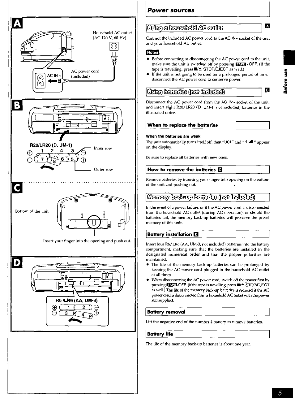 Power sources | Panasonic rx-ds28 User Manual | Page 5 / 20