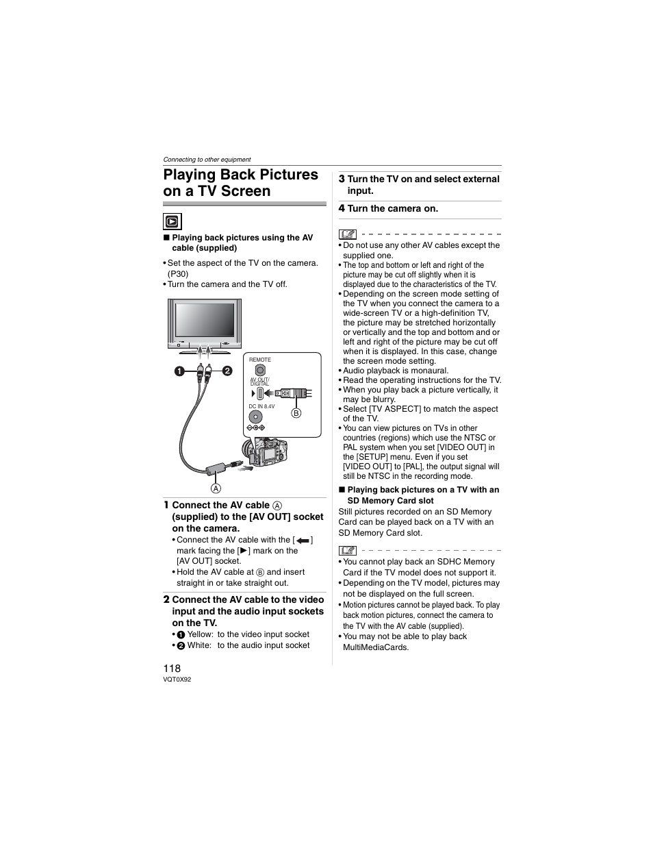 Playing back pictures on a tv screen | Panasonic DMC-FZ50 User Manual | Page 118 / 144