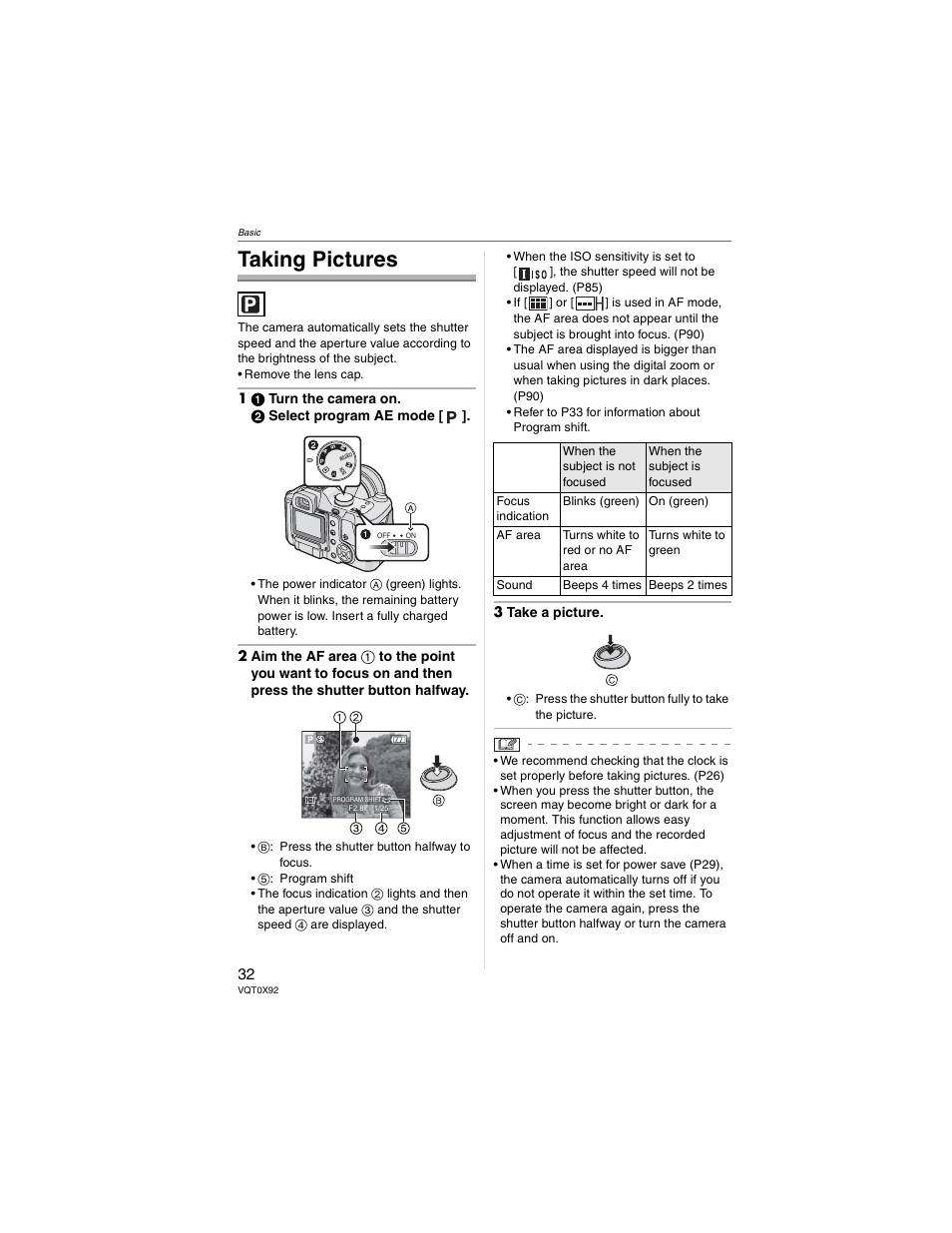 Basic, Taking pictures | Panasonic DMC-FZ50 User Manual | Page 32 / 144