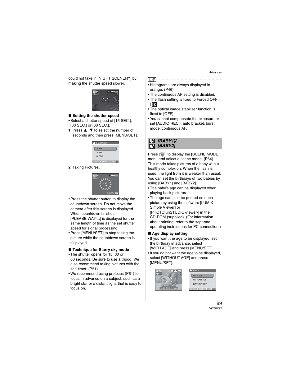Baby1]/ [baby2 | Panasonic DMC-FZ50 User Manual | Page 69 / 144
