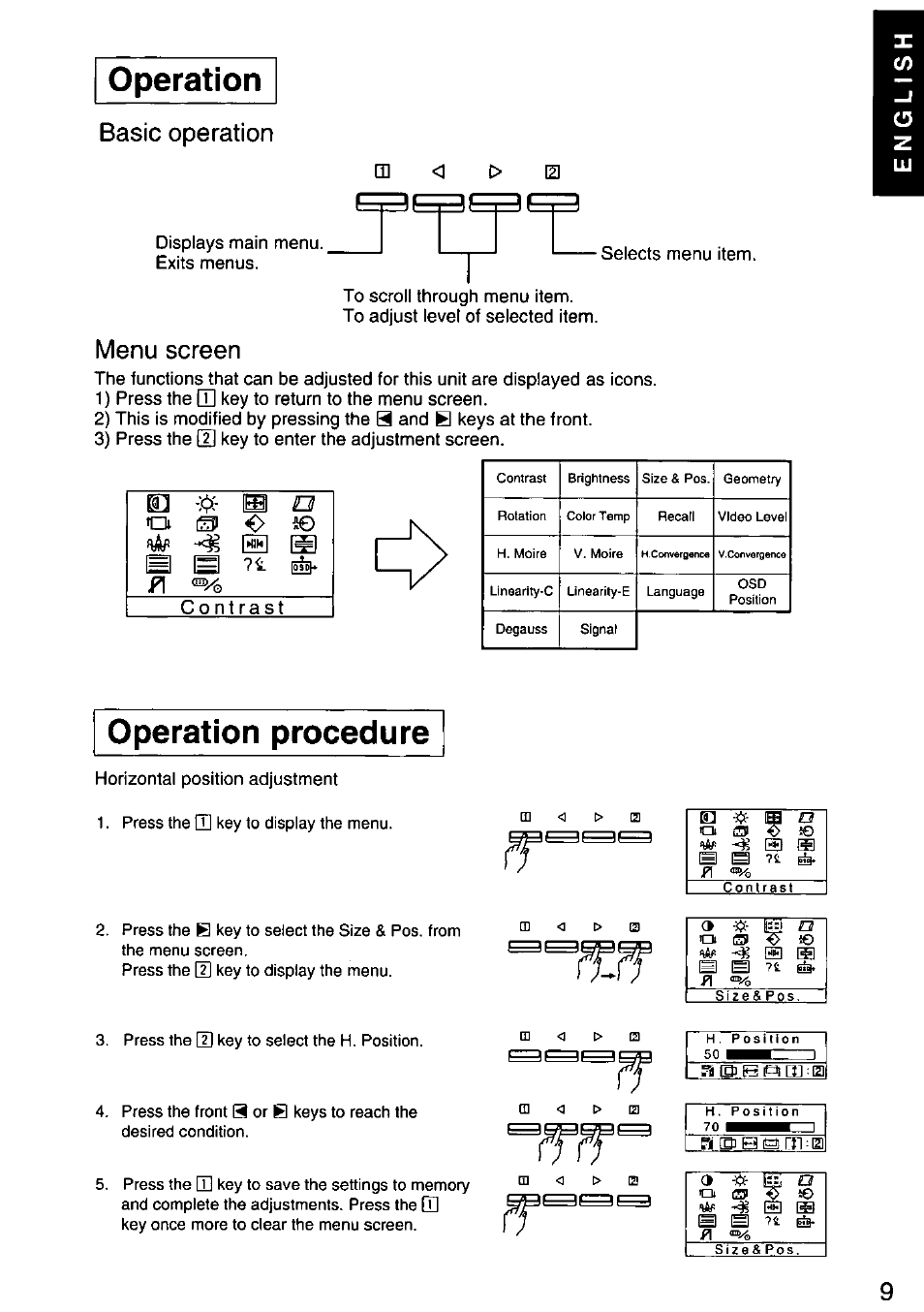 Operation, Operation procedure, Operation operation procedure | M7i jn, Basic operation, Menu screen | Panasonic PANASYNC/PRO TX-D1F64 User Manual | Page 10 / 50