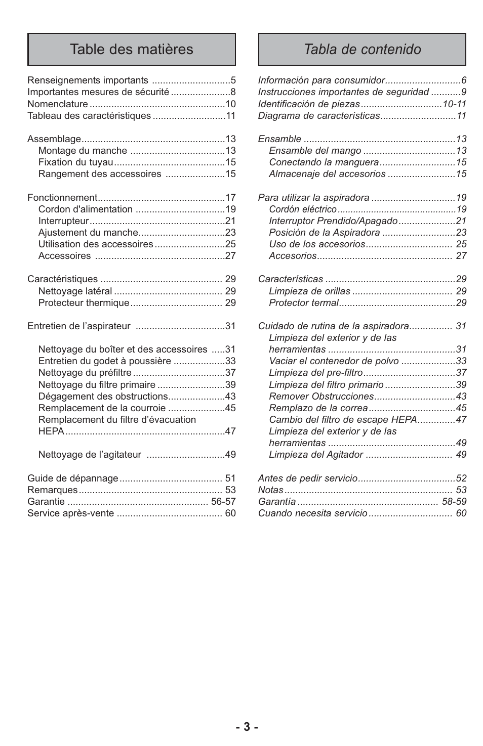 Panasonic ASPIRATEUR MC-UL810 User Manual | Page 3 / 60