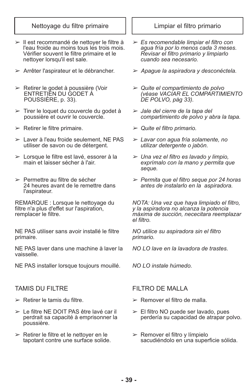 Panasonic ASPIRATEUR MC-UL810 User Manual | Page 39 / 60