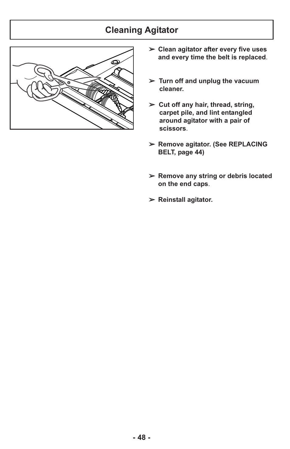 Cleaning agitator | Panasonic ASPIRATEUR MC-UL810 User Manual | Page 48 / 60