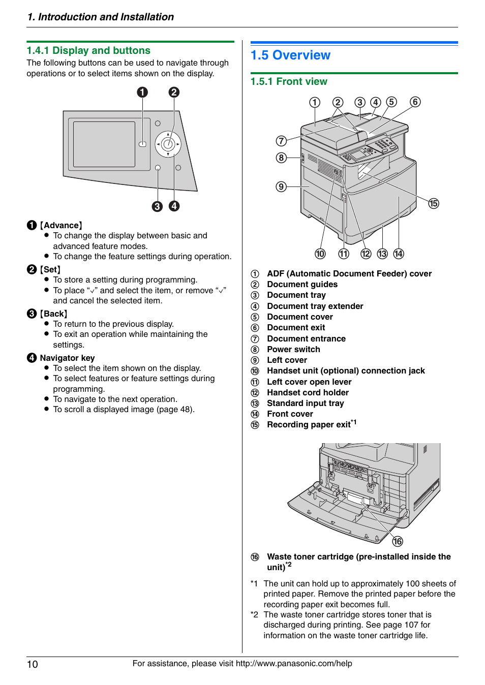 5 overview, Overview, 5 overview | Ab c d | Panasonic KX-MC6040 User Manual | Page 10 / 124