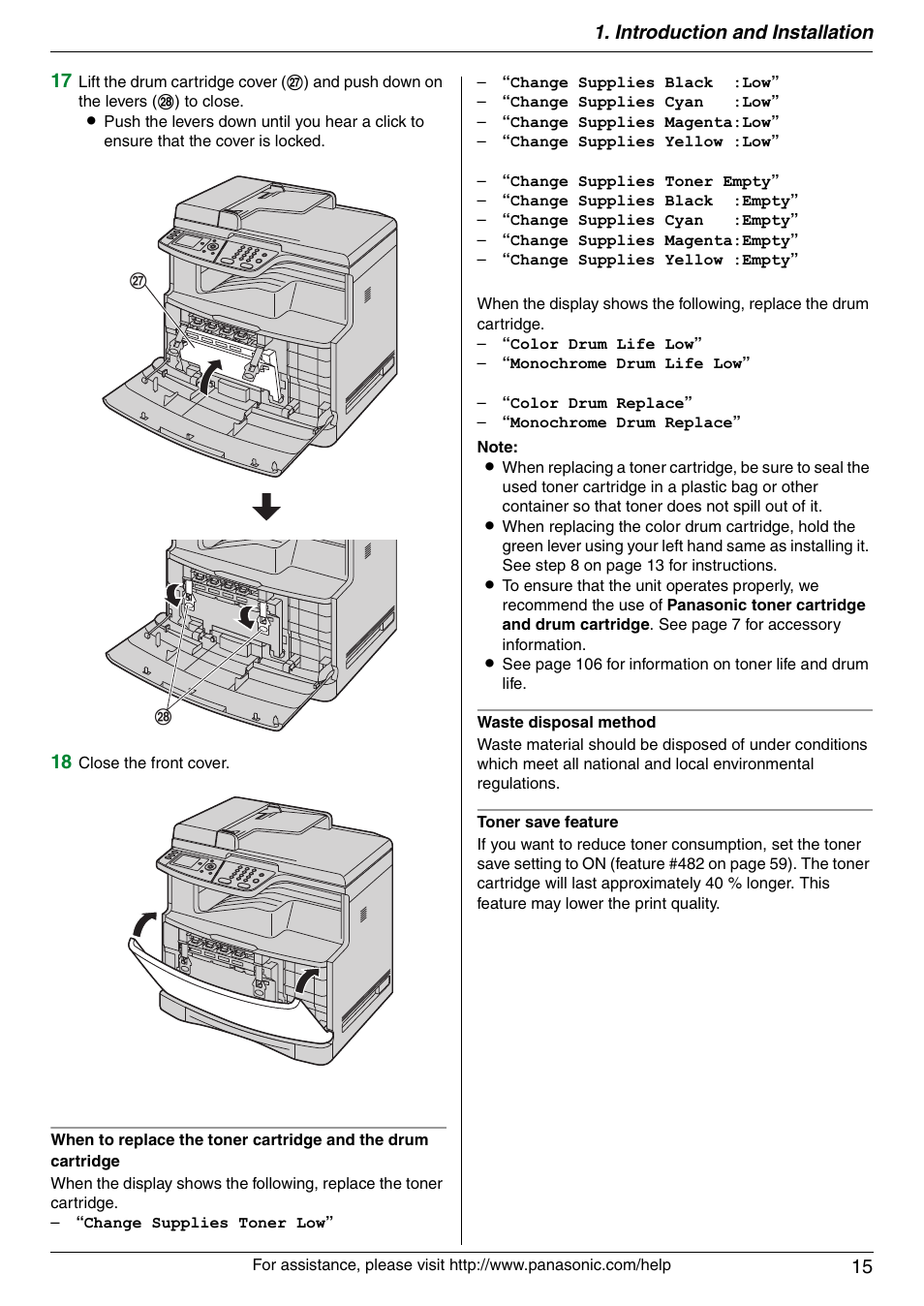 Introduction and installation 15 | Panasonic KX-MC6040 User Manual | Page 15 / 124