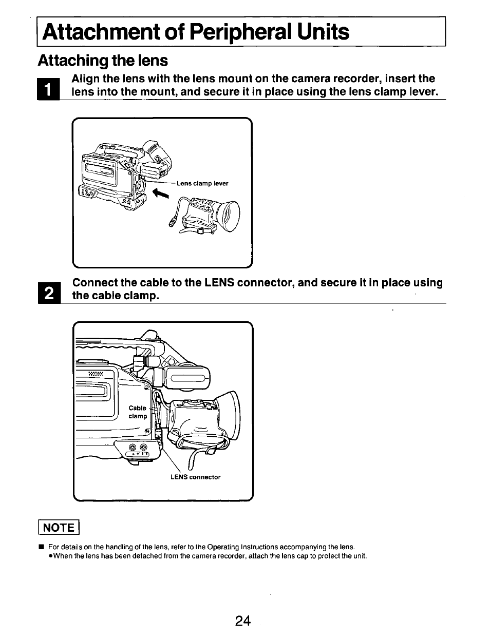 Attaching the lens | Panasonic AG-DP800HP User Manual | Page 24 / 80